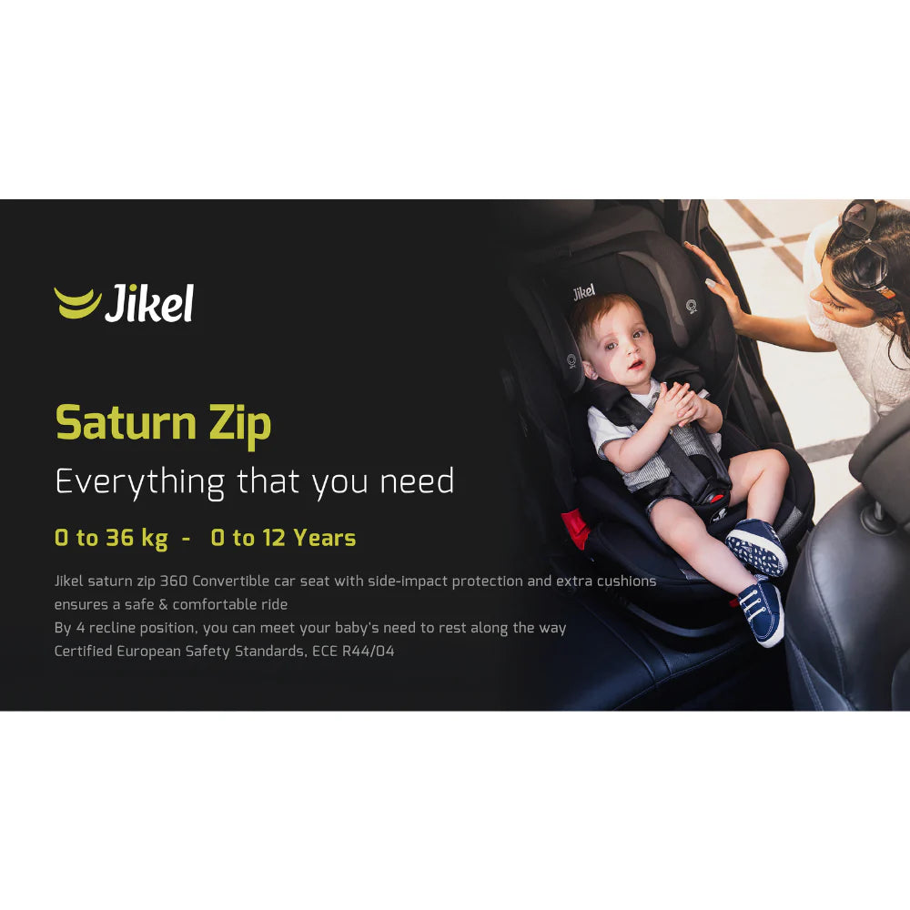 Jikel - Saturn Zip 360 Rotating IsoFix Car Seat - Black